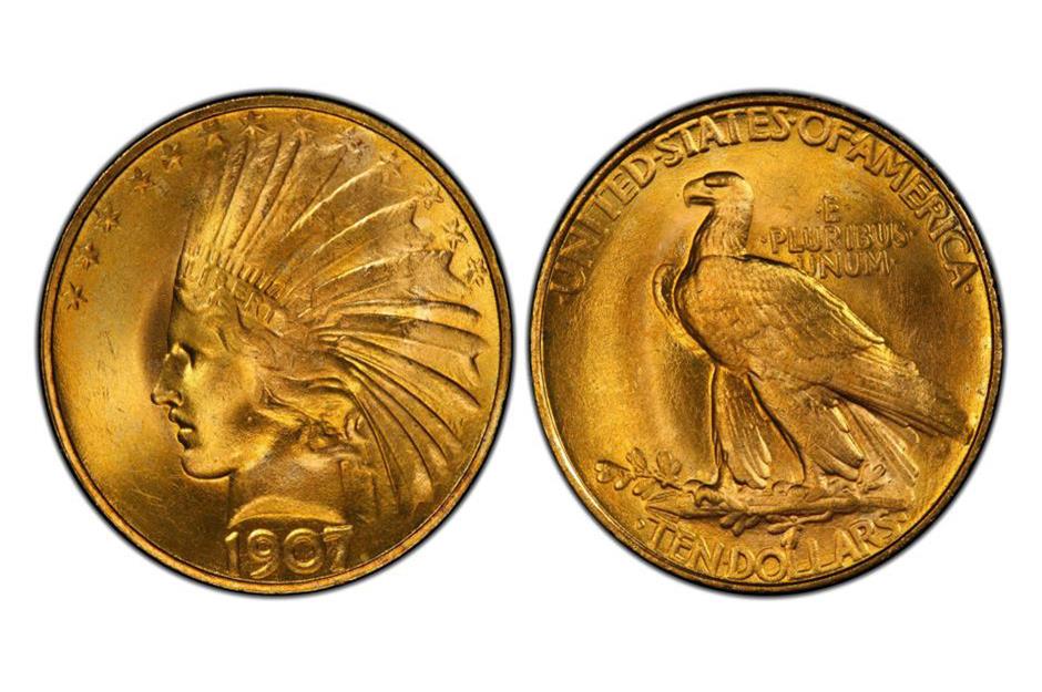1907 Rolled Gold Edge Eagle $10 coin: up to $2.2 million 